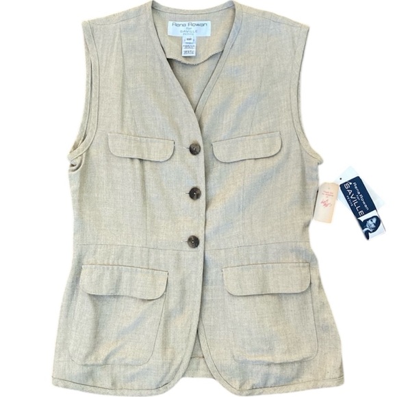 Rena Rowan Saville Petite Jute Key Largo Safari Beige Vest Size 10P - Picture 1 of 17